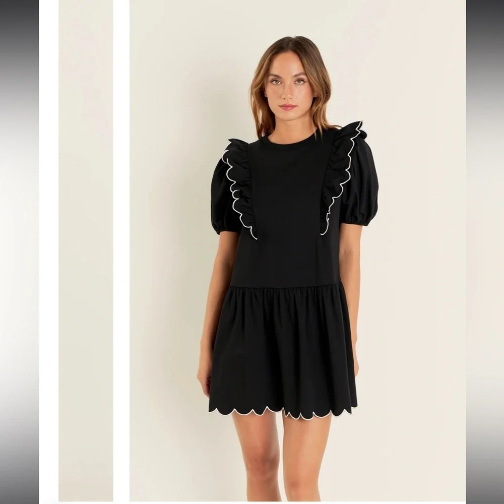 English Factory Scallop Edge Mini Dress Small - Picture 3 of 10
